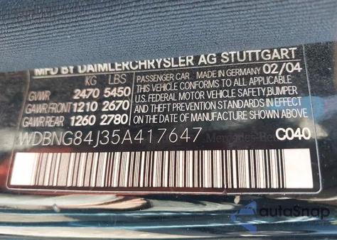 2005 Mercedes-Benz S 500 4Matic from USA, damaged, VIN WDBNG84J35A417647